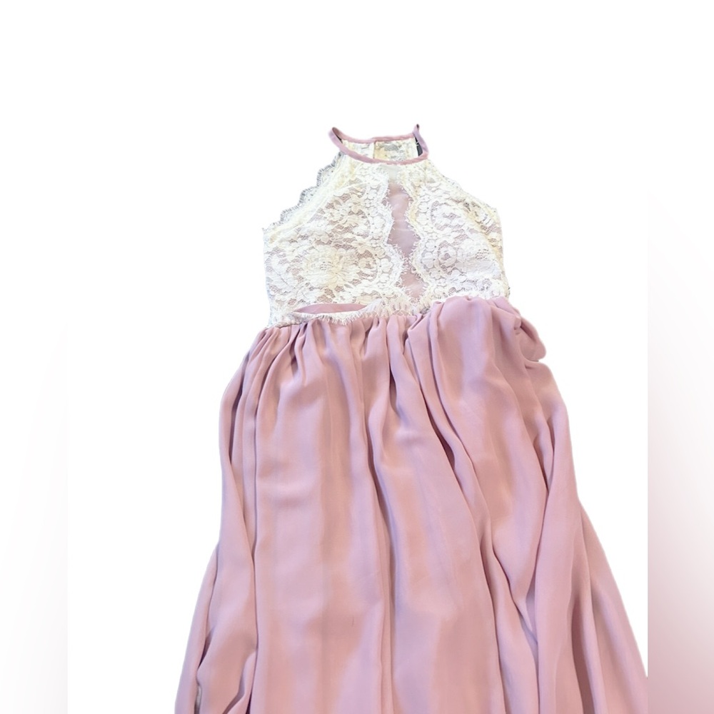 White Lace and Pink Chiffon Dress